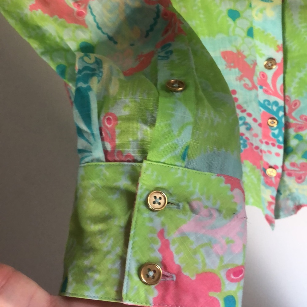 Lilly Pulitzer Button Up Long Sleeve Shirt sz16 - Picture 4 of 8